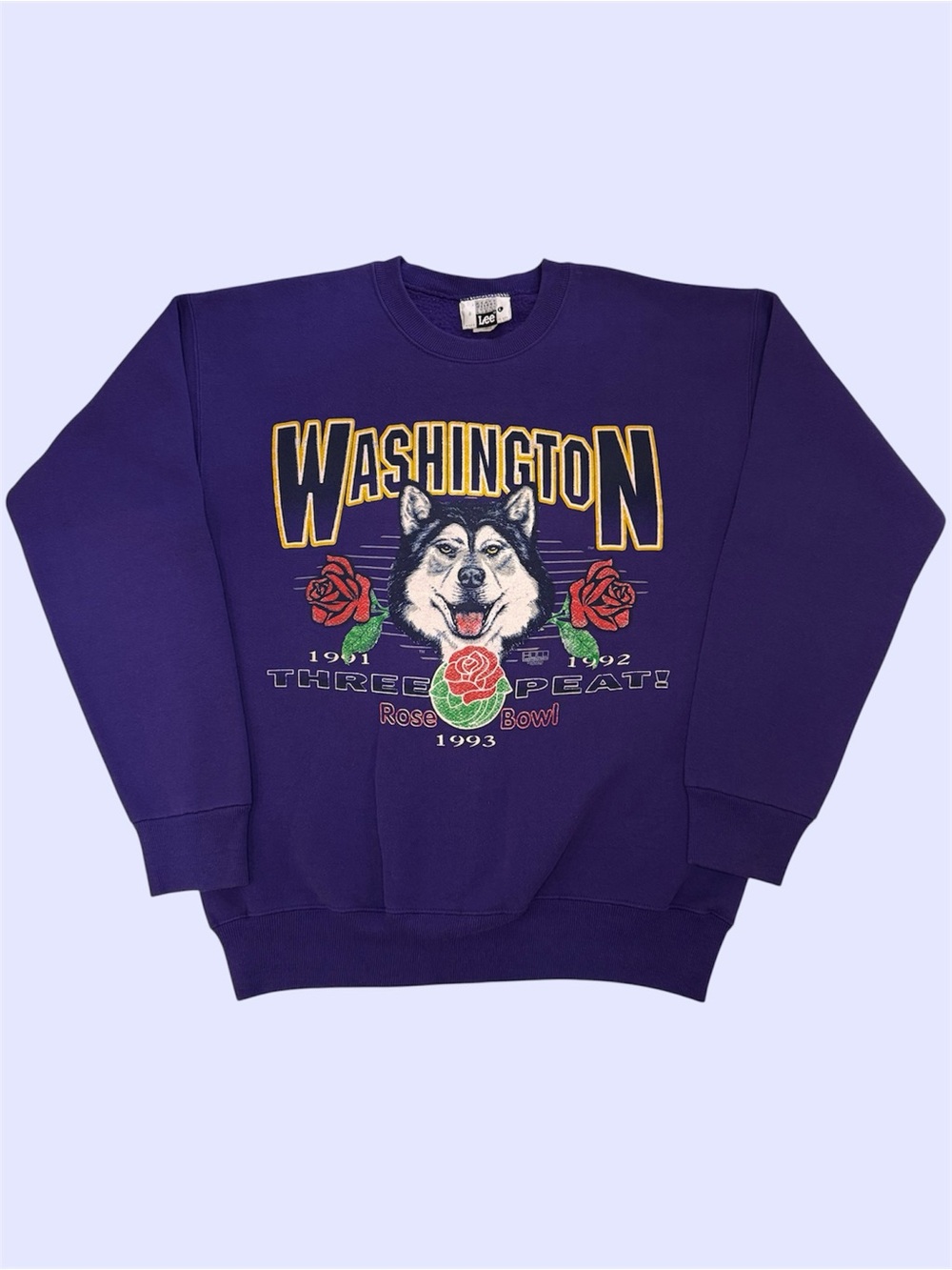 Vintage 90s Lee UW Washington Huskies Rose Bowl Three Peat NCAA Crewneck Large